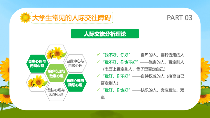 治愈系手绘插画风大学生心理健康PPT模板
