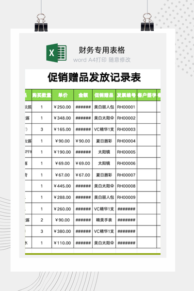 市场活动赠品发放与客户领取信息登记管理表Excel模板