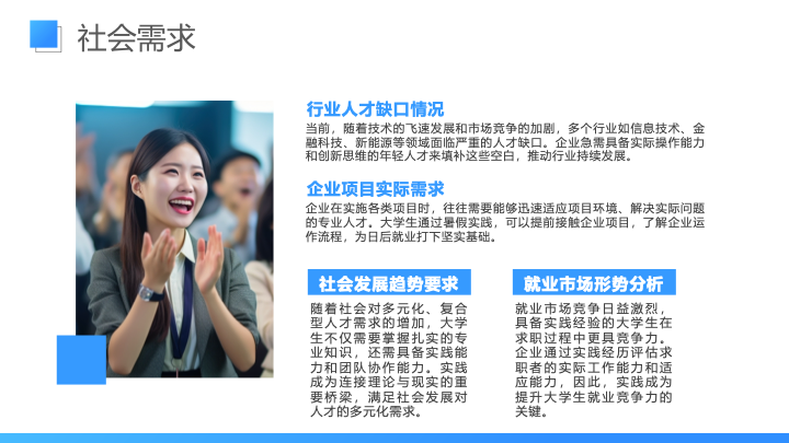 现代商务简约风大学生暑期实践报告PPT模板