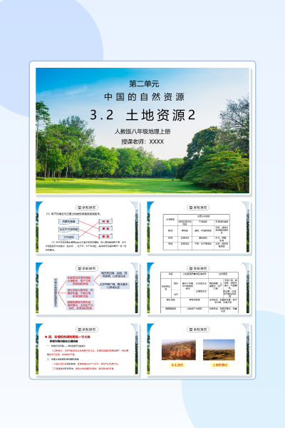 人教版八年级地理上册《中国的自然资源-土地资源2》PPT模板