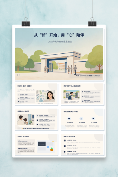 2026年七年级秋季开学家长会从新开始用心陪伴欢迎您我们一起面对PPT模板
