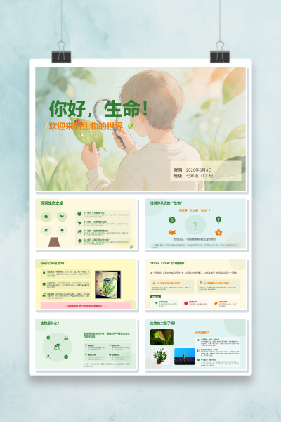 你好生命七年级生物开学第一课探索生命之旅PPT模板